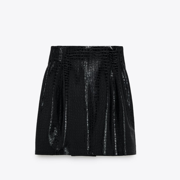 ZARA FAUX LEATHER MINI SKIRT HIGH-WAISTED - Picture 9 of 16